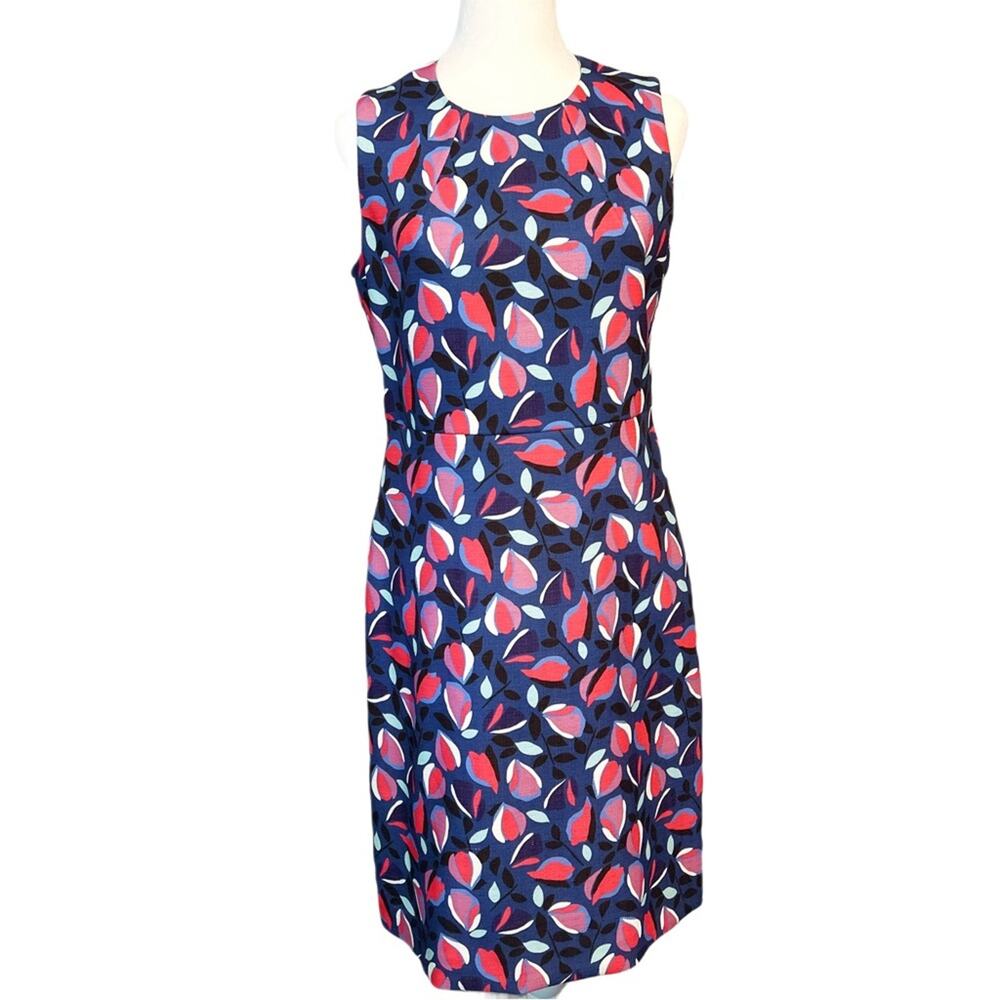 Anne Klein‎ Dress Size 4 Blue Colorful Pattern Sleeveless Sheath Style Lined